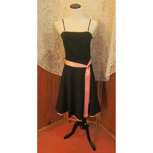 Vintage Pulse Black w/Pink Spaghetti Strap Glam Rock Disco Swing Dress USA LG